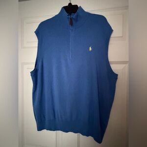 Polo Ralph Lauren Light Blue Pima Cotton 3/4 Zip Vest in Size XL